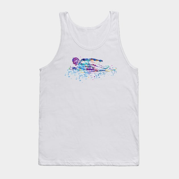 Boy Swimming Breaststroke Watercolor Sport Gift Tank Top by LotusGifts